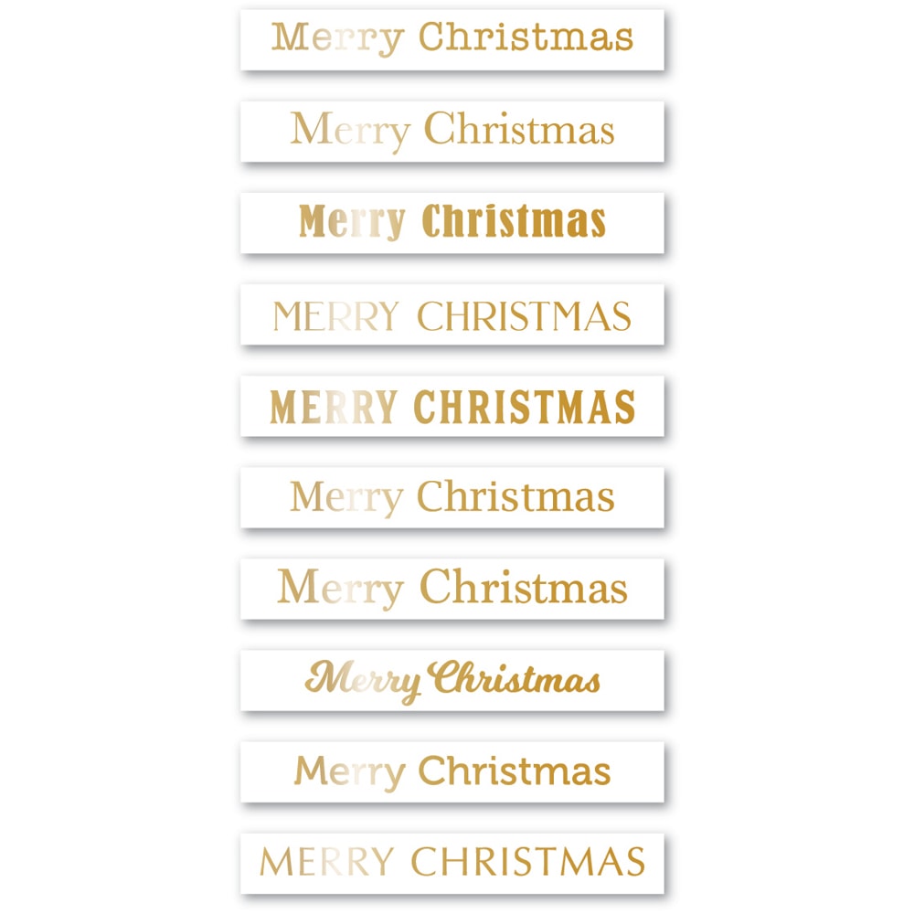 Merry Christmas Foil Greetings White Tabs
