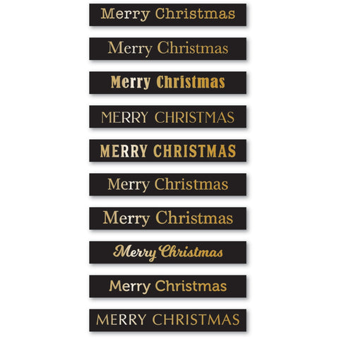 Merry Christmas Foil Greetings Black Tabs