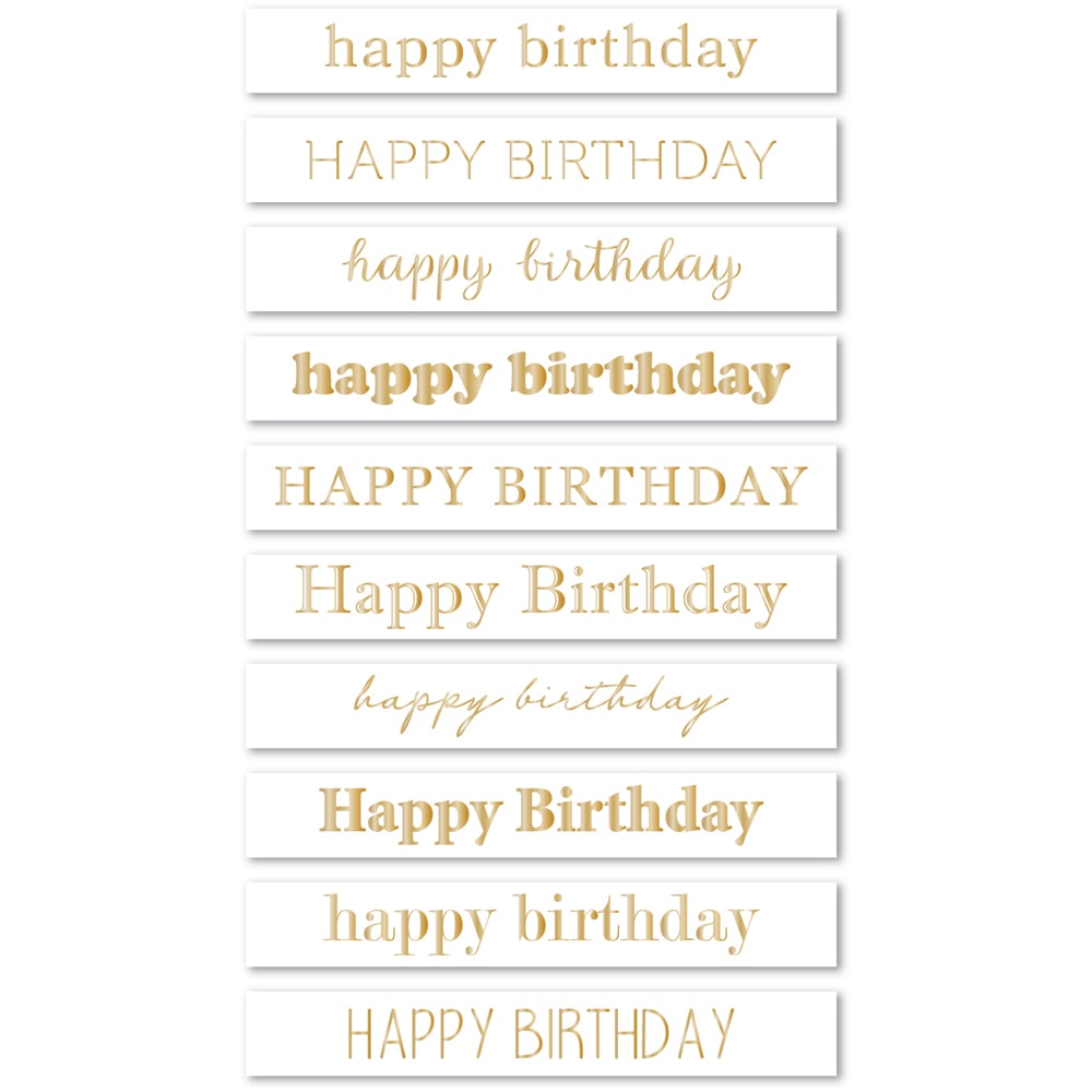 Happy Birthday Foil Greetings Large White Tabs