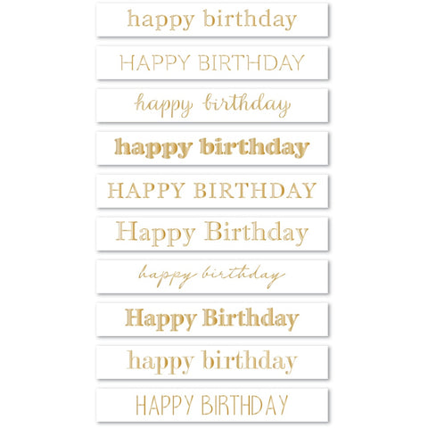 Happy Birthday Foil Greetings Large White Tabs