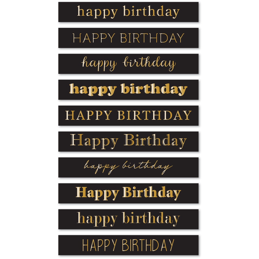 Happy Birthday Foil Greetings Large Black Tabs