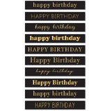 Happy Birthday Foil Greetings Large Black Tabs