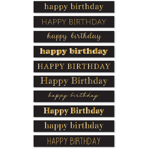 Happy Birthday Foil Greetings Large Black Tabs