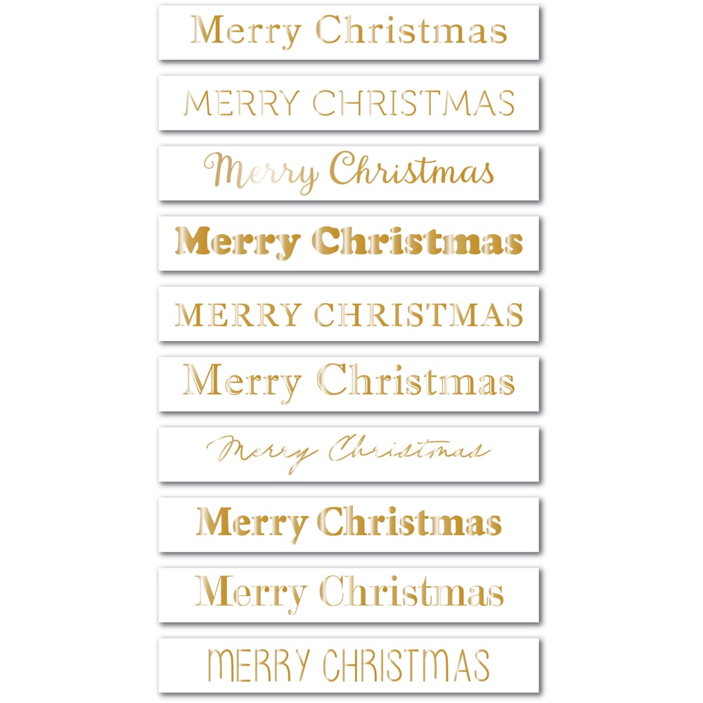 Merry Christmas Foil Greetings Large White Tabs