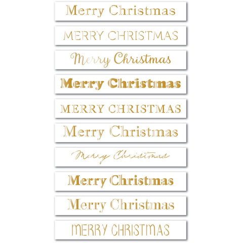 Merry Christmas Foil Greetings Large White Tabs