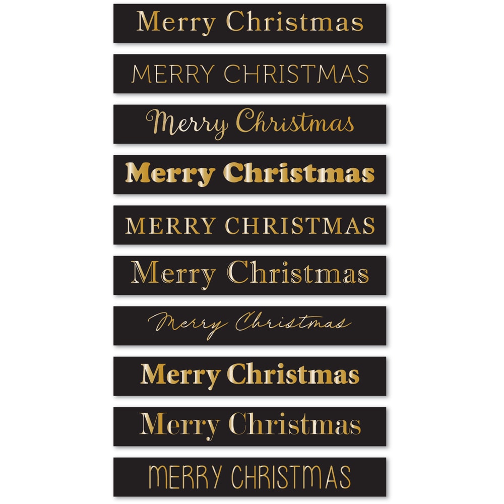 Merry Christmas Foil Greetings Large Black Tabs