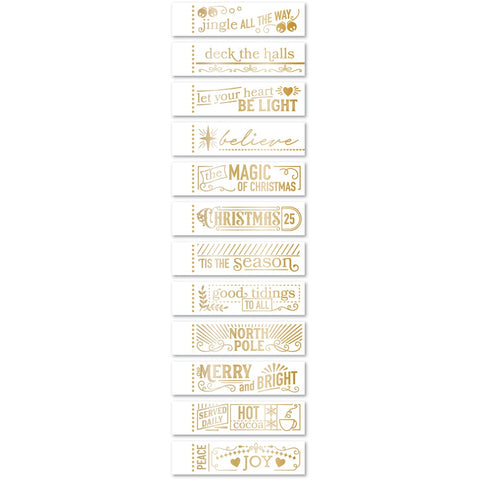 Christmas Magic Labels White Foil Tabs