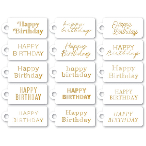Happy Birthday Foil Greeting White Tags