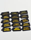 Happy Birthday Foil Greeting Black Tags
