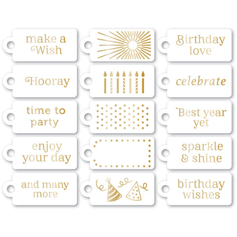 Birthday Party Foil Greeting White Tags