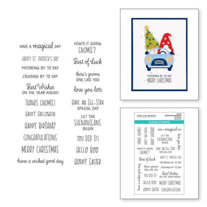 Gnome Drive Sentiments Clear Stamp Set de la collection Gnome Drive
