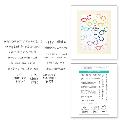 Monster Birthday Sentiments Clear Stamp Set from the Monster Birthday Collection