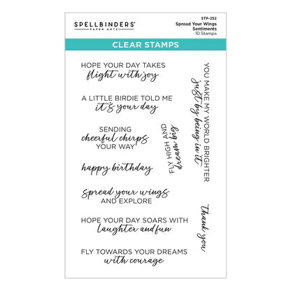 Spread Your Wings Sentiments Clear Stamp Set from the Cheerful Chirps Collection