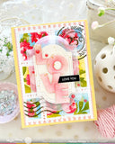 Postage Collage Peony Stencil