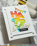 Overlapping Vertical Happy Word Die
