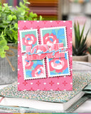 Postage Collage Peony Stencil