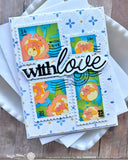 Postage Collage Peony Stencil