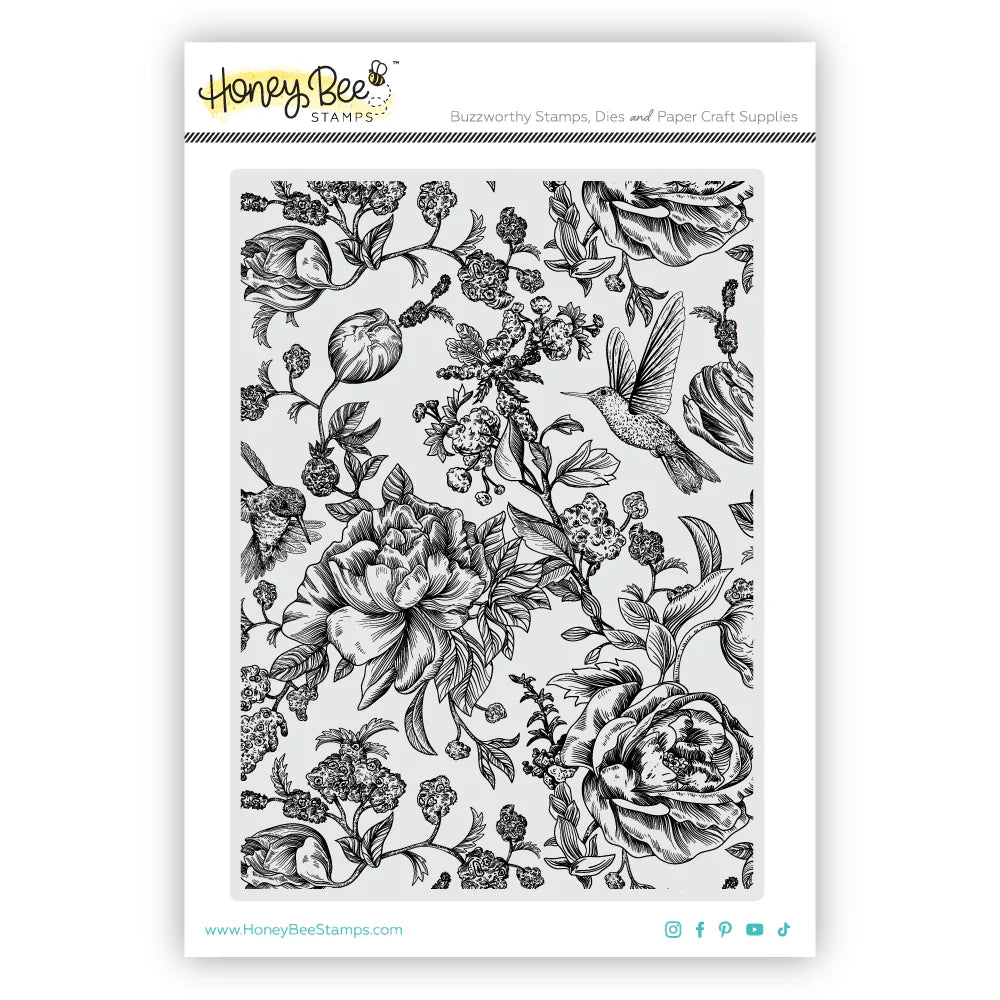 Zelia's English Garden 5x7 Red Rubber Background Stamp