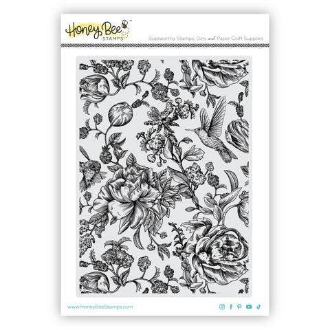 Zelia's English Garden 5x7 Red Rubber Background Stamp
