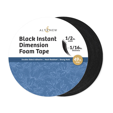 Black Instant Dimension Foam Tape - 1/16'' x 1/2'' x 15m