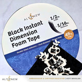 Black Instant Dimension Foam Tape - 1/16'' x 1/2'' x 15m
