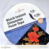 Black Instant Dimension Foam Tape - 1/16'' x 1/2'' x 15m