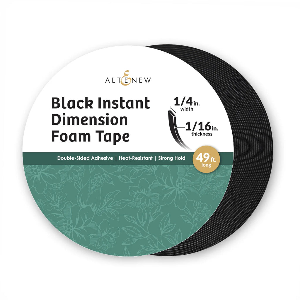 Black Instant Dimension Foam Tape - 1/16'' x 1/4'' x 15m