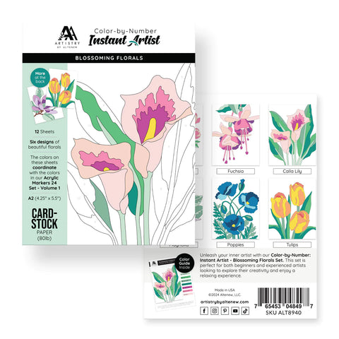 Couleur par numéro : Instant Artist – Fleurs fleuries (12 feuilles)