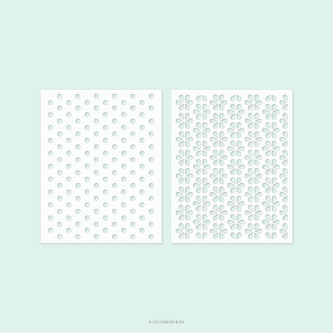 Dots & Blossoms Stencil Pack  (2 qty; 4.75 x 6)