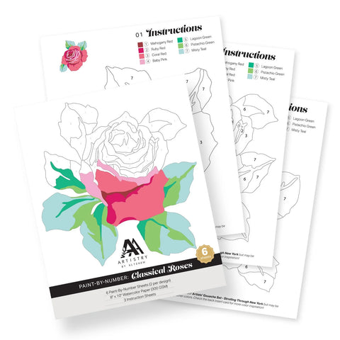 Peinture par numéro : Roses classiques (3 feuilles)