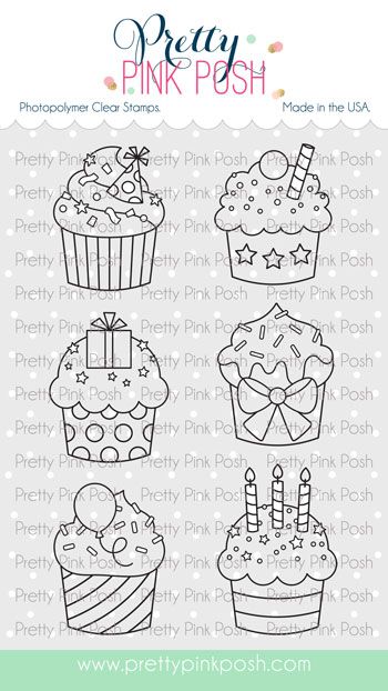 Set de tampons Cupcakes d'anniversaire