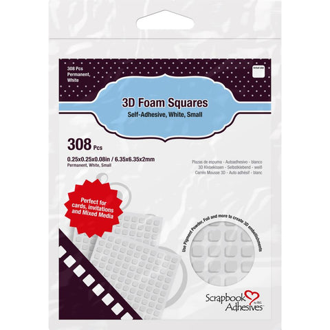 3D Foam Squares 1/4" White