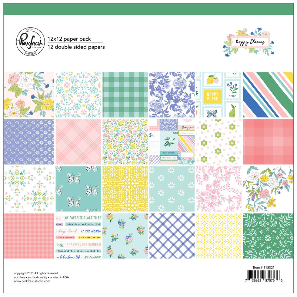 Happy Blooms : paquet de papier de collection 12 x 12