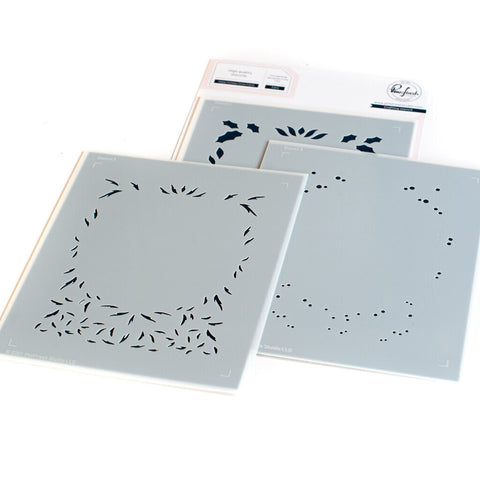 Happy Holidays Circle Frame layering stencil set - RETIRING