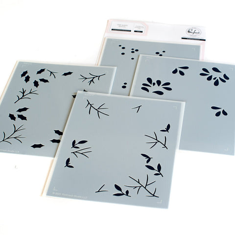 Holiday Botanical Background layering stencil set - RETIRING