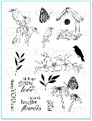 Ensemble de tampons Oiseaux et fleurs