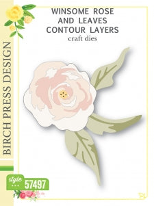 Winsome Rose and Leaves Contour Layers