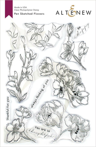 Pen Sketched Flowers Stamp Set