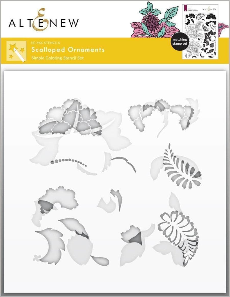 Scalloped Ornaments Simple Coloring Stencil Set (2 in 1)