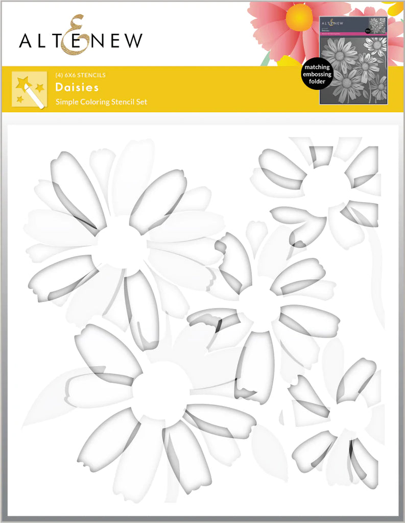Daisies Simple Coloring Stencil Set (4 in 1)