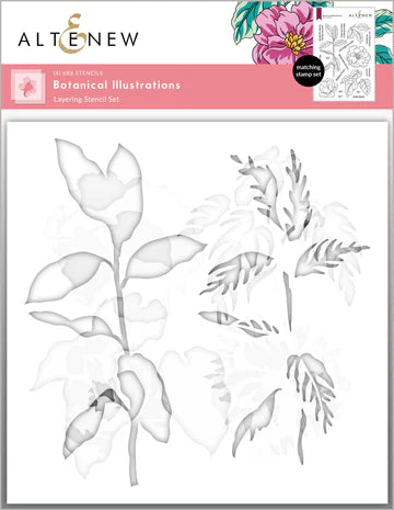 Ensemble de pochoirs de superposition d’illustrations botaniques (4 en 1)