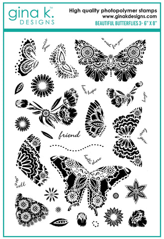 Beautiful Butterflies 3 Stamp Set