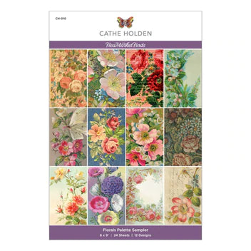 Échantillonneur de palette florale Bloc de papier 6 x 9 pouces de la collection Flea Market Finds par Cathe Holden
