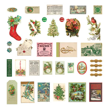 Christmas Pines Miscellany Printed Die Cuts from the Christmas Flea Market Finds Collection by Cathe Holden