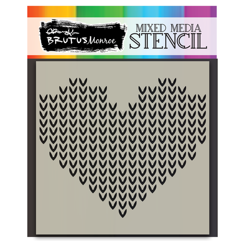 Mixed Media Stencil - Cable Knit Heart