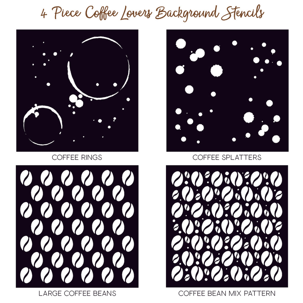Coffee Lovers Background Stencils Set of 4  