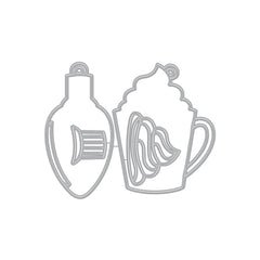 Matrice de découpe fantaisie avec étiquette lumineuse et tasse (D)