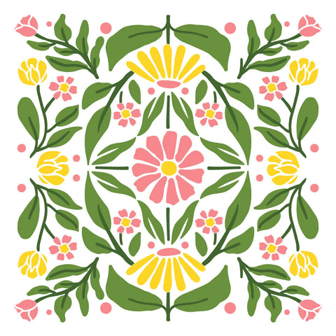 Folk Art Daisy - Set Of 4 Layering Background Stencils - RETIRING