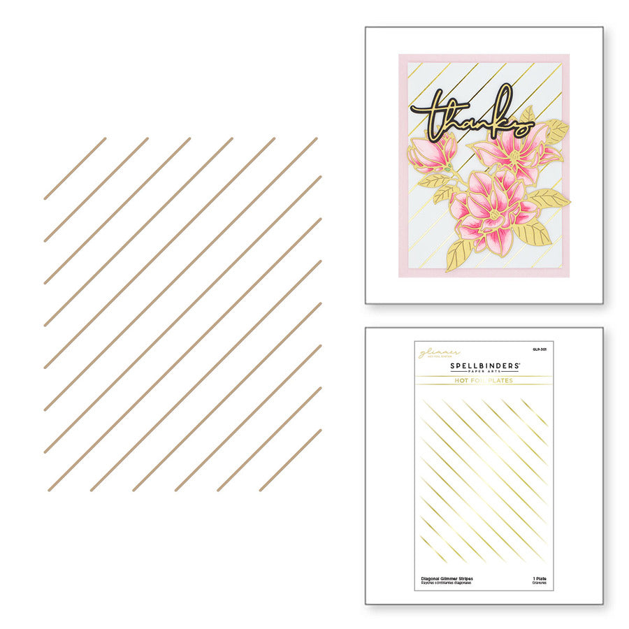 Diagonal Glimmer Stripes Glimmer Hot Foil Plate from the Yana’s Blooms Collection by Yana Smakula