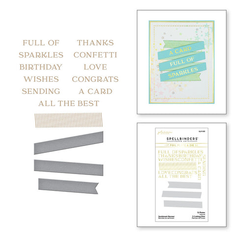 Sentiment Banner Glimmer Hot Foil Plate & Die Set from Spring into Glimmer Collection